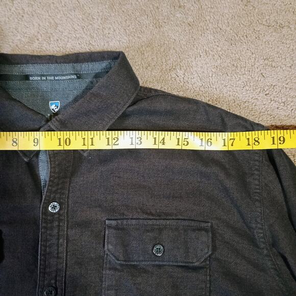 Kuhl Descendr Flannel Men's Size Large Brown Button Up Flap Pockets Long Sleeve - Picture 9 of 13